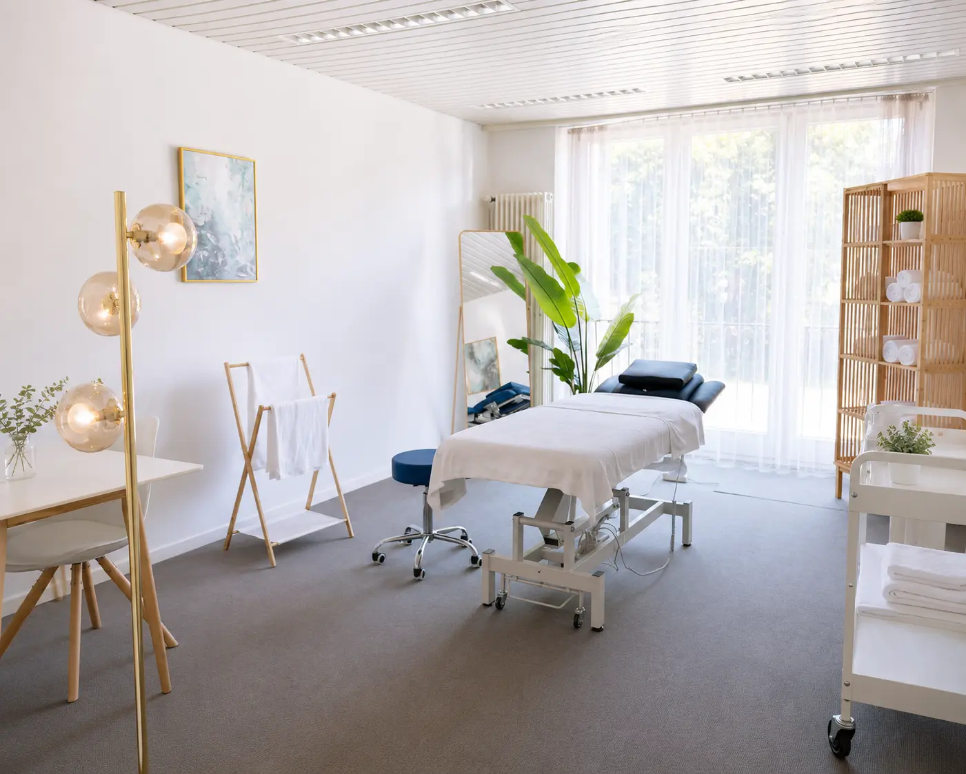 Behandlungsliege in gedämpftem Licht im Massage Zentrum Oerlikon